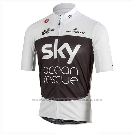 2018 Abbigliamento Ciclismo Sky Bianco Nero Manica Corta e Salopette